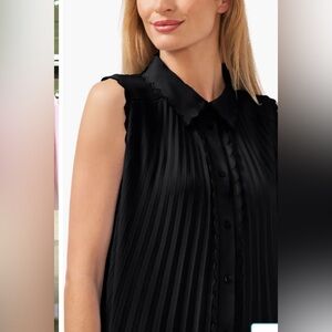 CeCe Scalloped Pleated Shirtdress